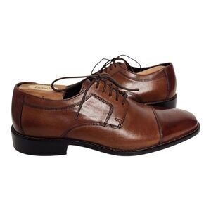 Johnston & Murphy Mens Size 9M Brown Leather Novick Cap Toe Lace Up Oxford Shoes